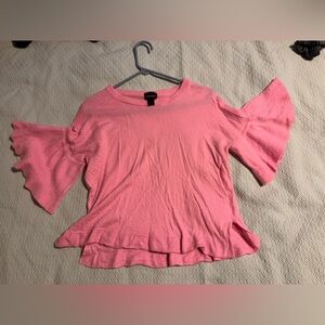 Elegant Pink Ruffle Sleeve Cashmere sweater